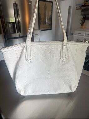 Fossil White Leather Tote Bag